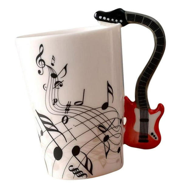 Taza de café de cerámica creativa con diseño de músico, taza de té y bebidas Guitarra roja