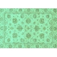 thumbnail image 1 of Ahgly Company Machine Washable Indoor Rectangle Oriental Turquoise Blue Traditional Area Rugs, 7' x 9', 1 of 4
