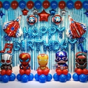 Avengers Birthday Decoration Blue Backdrop Superhero Party Supplies For Boys