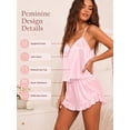 thumbnail image 6 of DAKIMOE Silk Stain Pajamas Set for Women 2 Piece Pjs Sets Adjustable Cami Top and Shorts with Ruffle Nightwear, 6 of 7