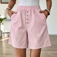 thumbnail image 2 of Kinrui Bermuda Shorts for Women Stripes Knee Length Elastic High Waisted Summer Dressy Casual Loose Long Shorts Red S, 2 of 9