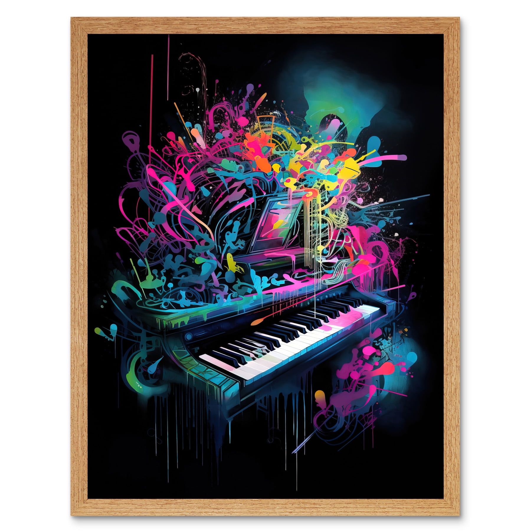 Melodic Explosion Piano Bursting in Vibrant Colours Modern Acrylic
