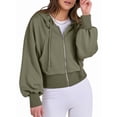 thumbnail image 2 of Sudaderas con Capucha y Cremallera para Mujer, Sudaderas , Casuales, Cómodas y Bonitas, Chaquetas con Cremallera, Conjuntos de Otoño A . Verde XL, 2 of 10