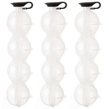 

3X 4 Cavity Ice Square Maker Flexible Silicone Whiskey DIY Round Ice Ball Food Grade Grid Party for Bar Kitchen