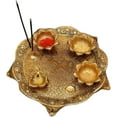 thumbnail image 2 of Fashtales Golden Metal Designer Pooja Thali With 3 Bowls And 1 Diya, 2 of 3