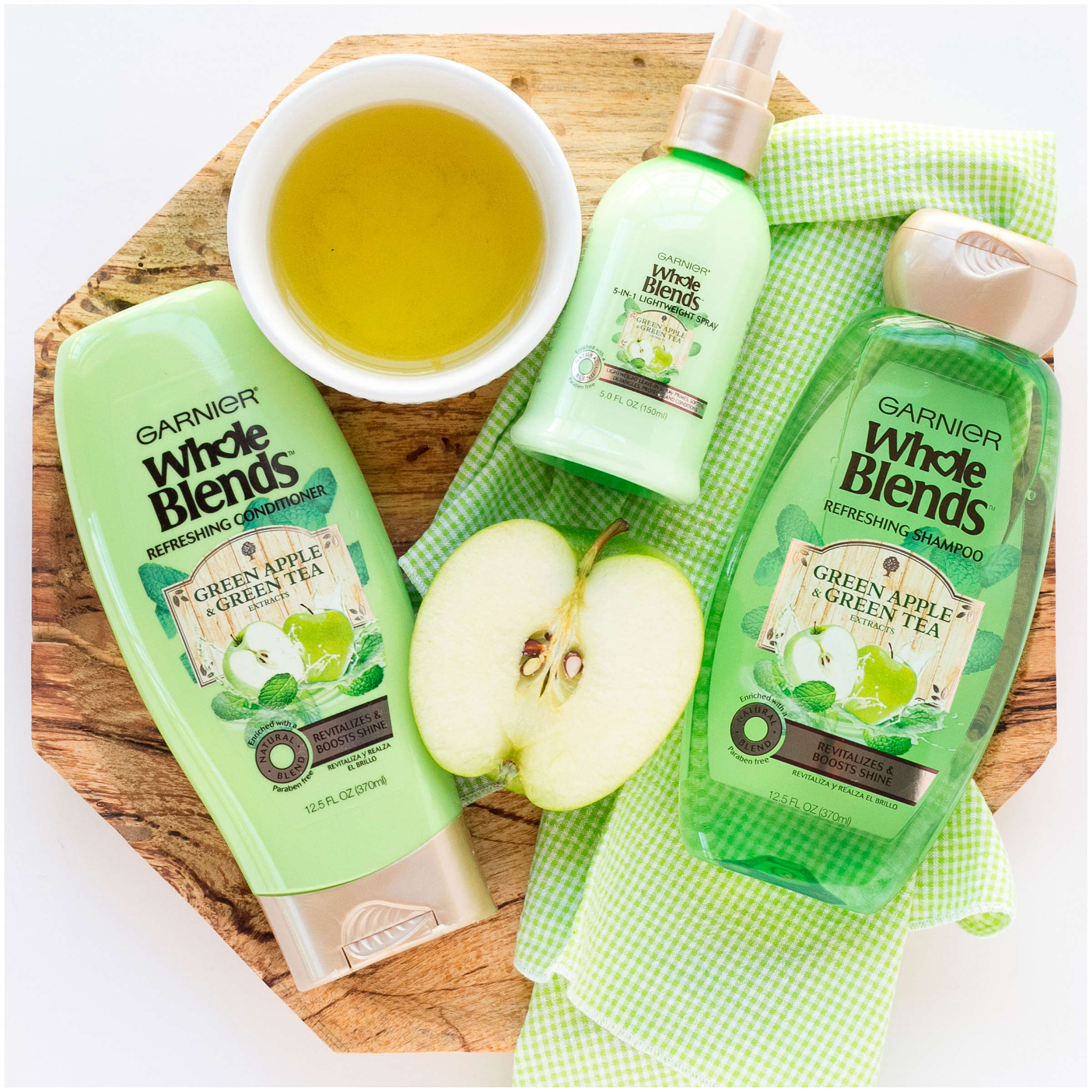 Garnier Whole Blends Shampoo, Green Apple & Green Tea Extracts, 12.5 Fl Oz - image 4 of 11