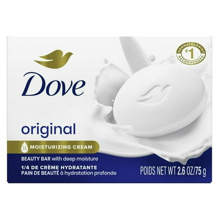 Dove Beauty Bar Soap for Women Original with 1/4 Moisturizing Cream All Skin, 2.6 oz
