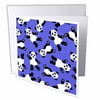 3dRose Cute Happy Cartoon Panda Print on Blue Fur Print Background, Greeting Cards, 6 x 6 inches, set of 12