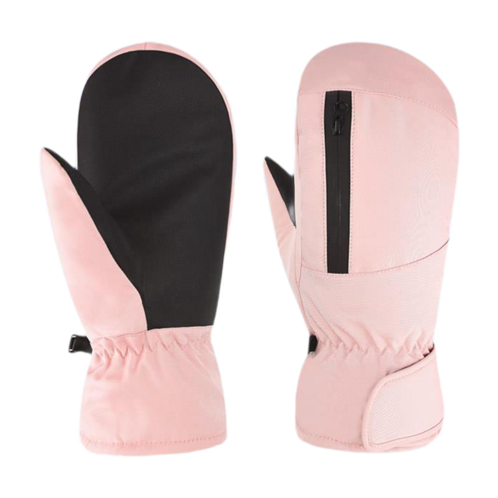 DimyFew Winter Ski Mittens Snowboarding Gloves Cold Weather Ski Gloves for Winter Sports Pink