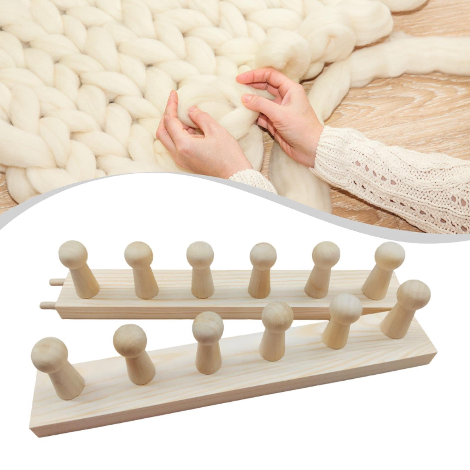 GUOOL 4 Pieces Wooden Weaving Loom Chunky Blanket Knitting Hand Crochet Yarn Craft Board Ergonomic Wood Frame Suitable for DIY lovers sewing hobbyists party gift home crafting 2 sections