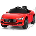 thumbnail image 2 of Costway 12V Maserati Licensed Kids Ride On Car RC Remote Control w/ LED Lights Music Red, 2 of 10