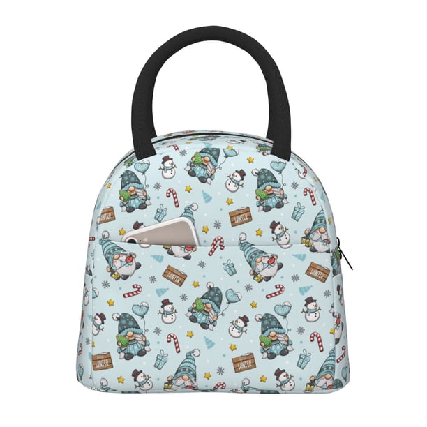 Fotbe Winter Wonderland Light Blue Bolsa de Almuerzo con Estampado, Lonchera Aislada, Contenedor de Comida Reutilizable Tipo Cooler a Prueba de Fugas