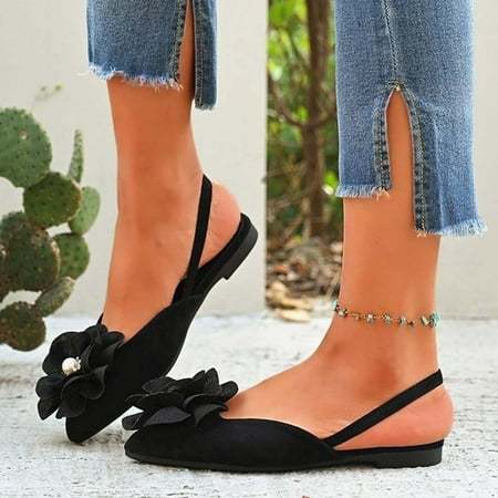 Miluxas Women s Bow formal Flats Clearance Pointed Closed Toe Comfortable Slip-On Non-Slip Ballet Dress Shoes for Prom Evening Dating Black 10(41)