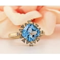 thumbnail image 2 of 2.00 Carat (F-G/VS1) Genuine Diamond Blue Topaz Gemstone Halo Anniversary Ring for Women Solid 14K Yellow Gold Size 4.5 by Diamond-Capitals, 2 of 5