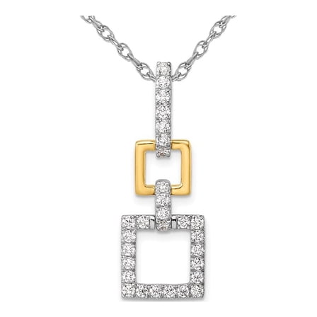 1/2 Carat (Ctw) Lab-Grown Diamond Square Dangle Pendant Necklace in 14K White Gold with Chain for Women