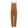 thumbnail image 5 of Clearance! One Piece Jumpsuits For Women Womens Casual Summer Jumpsuit Sleeveless Loose Solid Color Strap Loose Jumpsuit Pocket Jumpsuit For Women Plus Size Jumpsuit For Curvy Women Brown S-5XL, 5 of 6