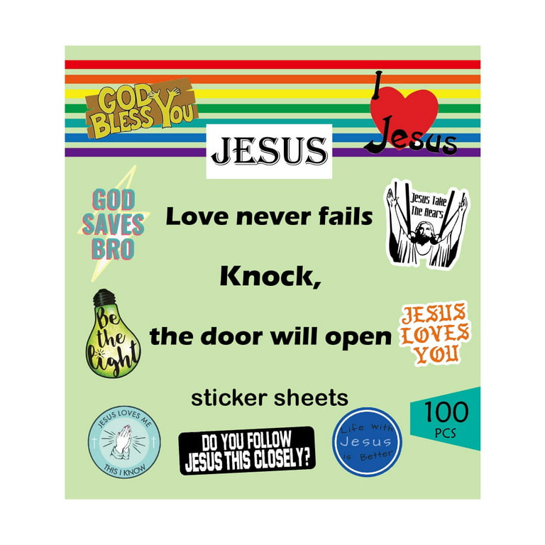 Jesus Christian Stickers for Water Bottle Journaling Laptop 100pcs,  Religious Bible Verse Stickers Pack for Adults Boys, Inspirational  Scripture Spiritual Faith Stickers Decals, Vinyl Christian Gifts 