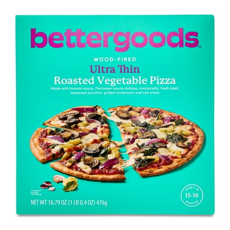 bettergoods Wood-Fired Ultra-Thin Roasted Vegetable Pizza, 16.9 oz (Frozen)