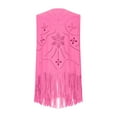 thumbnail image 6 of Amidoa Retro Coats for Women Cutout Open Front Pink Suede Vest Dressy Fringe Sleeveless Waistcoat Womens Jackets XL, 6 of 8