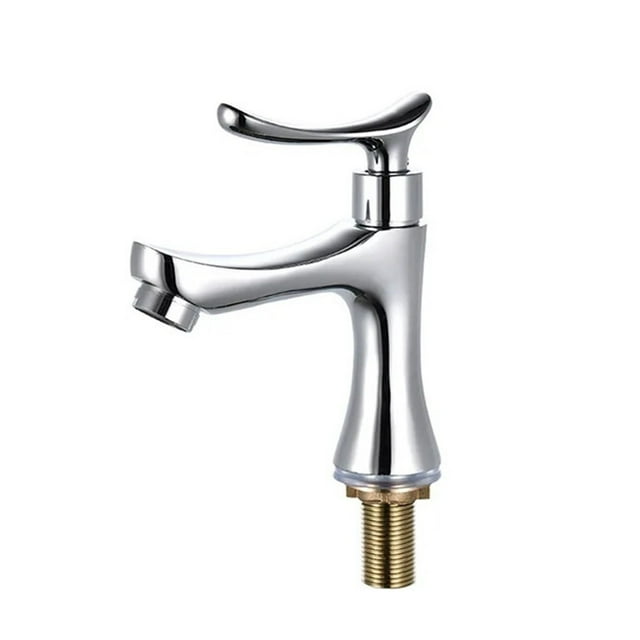 Single Cold Water Faucet Silver Bathroom Taps Single Handle Deck Mounted Basin Tap