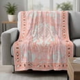 thumbnail image 2 of Pink Boho Blanket Soft Cozy Warm Throw Blanket for Couch, Plush Fuzzy Flannel Fleece Blankets for Sofa, Vintage Abstract Tribal Decorative Oriental Bed Blankets Lightweight Gifts for Women, 40"x60", 2 of 9