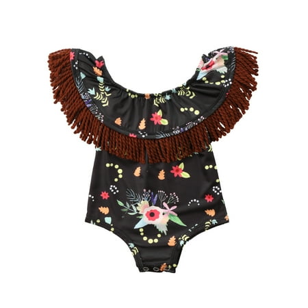 

TOPGOD Newborn Baby Girls Skinny Bodysuit Off Shoulder Princess Tassel Romper