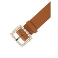 thumbnail image 2 of INSPIRE CHIC Women Faux Leather Pearl Buckle Belt 1.2" Wide Waistbelts for Jeans, 2 of 6