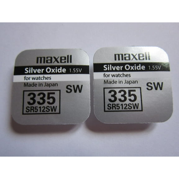 2 x MAXELL SR512SW 335 D335 V335 1.55v Silver Oxide Button Cell Watch Battery - Official Genuine Maxell