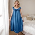 thumbnail image 2 of Annhoo Plus Size Nightgown for Women Casual Flowy Solid Color Square Neck Short Sleeve Sleep Dress Fashion Clothes, 2 of 8