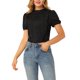 thumbnail image 1 of INSPIRAR CHIC Blusa de Oficina de Encaje de Manga Corta con Cuello Alto y Volantes para Mujeres Negra L, 1 of 7