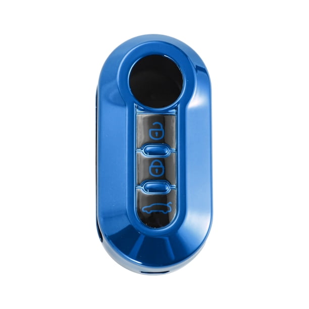 Funda de llave de coche de silicona TPU azul única para Fiat 500 - Funda de control remoto de 3 botones