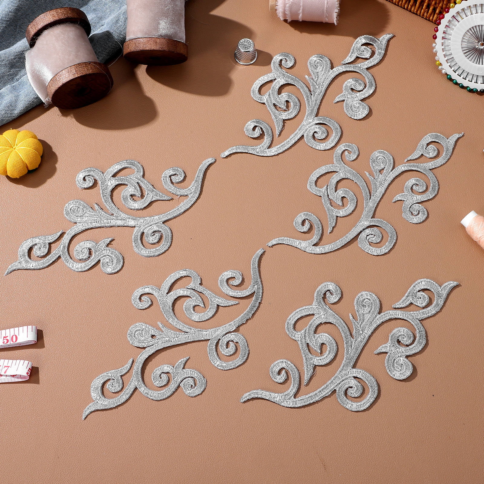 Raindrops 48-Pack Iron-On Fabric Patches for Clothing, Embroidered Appliques, Stickers for Sewing and Embroidery Decoration