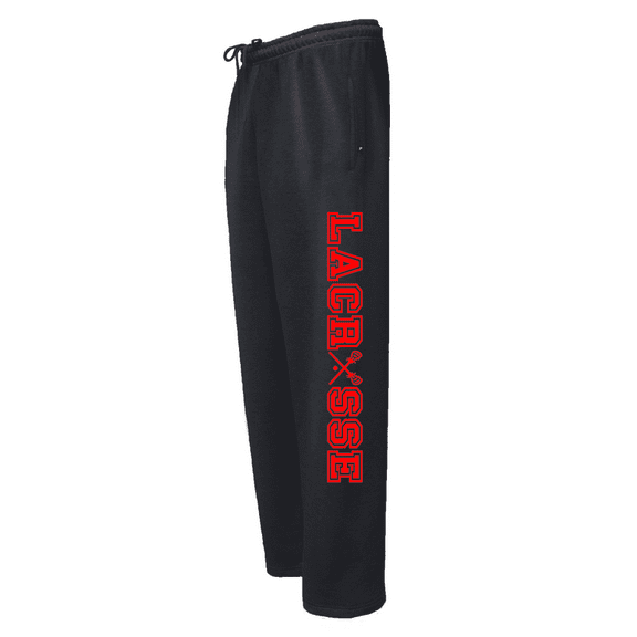Adult Lacrosse Black Sweatpants (Red, Adult X-Small)