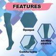 thumbnail image 4 of EMEM Apparel Women's Ladies Opaque Stretchy Nylon Over-The-Knee Thigh High Hosiery Stockings Trouser Socks Tights, 2-Pairs Teal, 4 of 5