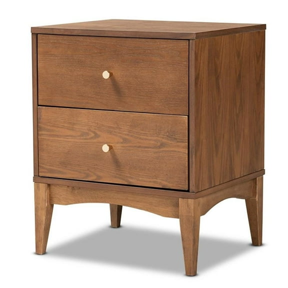 Pemberly Row Modern Ash Walnut Finished Wood 2-Drawer Nightstand