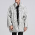 thumbnail image 4 of PuLe Jackets for Men Mens Warm Faux Furry Coat Jacket Winter Solid Stand Collar Outerwear, 4 of 8
