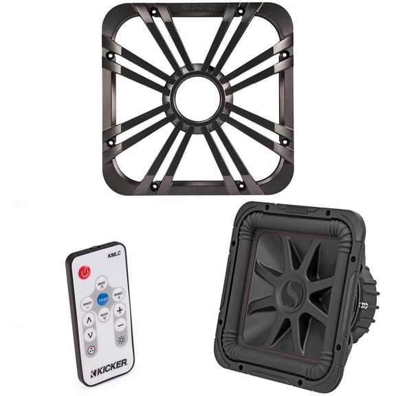 Kicker 45L7R124 L7R 12-Inch (30cm) Subwoofer, Dual Voice Coil, 4-Ohm w/ Charcoal LED Grill & Remote Bundle