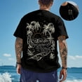 thumbnail image 2 of Mens Graphic T-shirts Short Sleeve Crewneck Tee Beach Vacation Print Loose Summer Beachwear Top Black L, 2 of 7