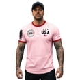 thumbnail image 4 of 250 Anniversary USA Shirt Mens Crewneck Pullover Tops Men's Tshirts Shirts Short Sleeve T Shirts America Crew Neck Tee USA 250th Anniversary Mens Tops Pink XXXXL, 4 of 5