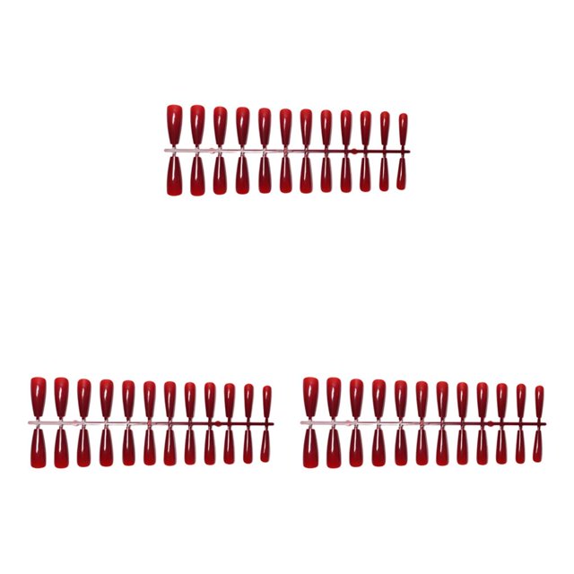 Qarigey 24x Extra Long Press on Nails Artificial DIY Sólido Durable French Graceful Acrylic Nail para Manicure Salons Art 6dark red Type1 NO1