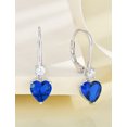 thumbnail image 4 of PYNZY Heart Dangle Drop Earrings, 925 Sterling Silver Earrings for Women with Sapphire Birthstones Leverback Jewelry for Gifts, 4 of 7