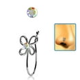 thumbnail image 2 of iJewelry2 Multicolor Round Crystal Sterling Silver Illusion Stud Flower Shaped Nose Lip Non-piercing Bone Ring Clip, 2 of 2