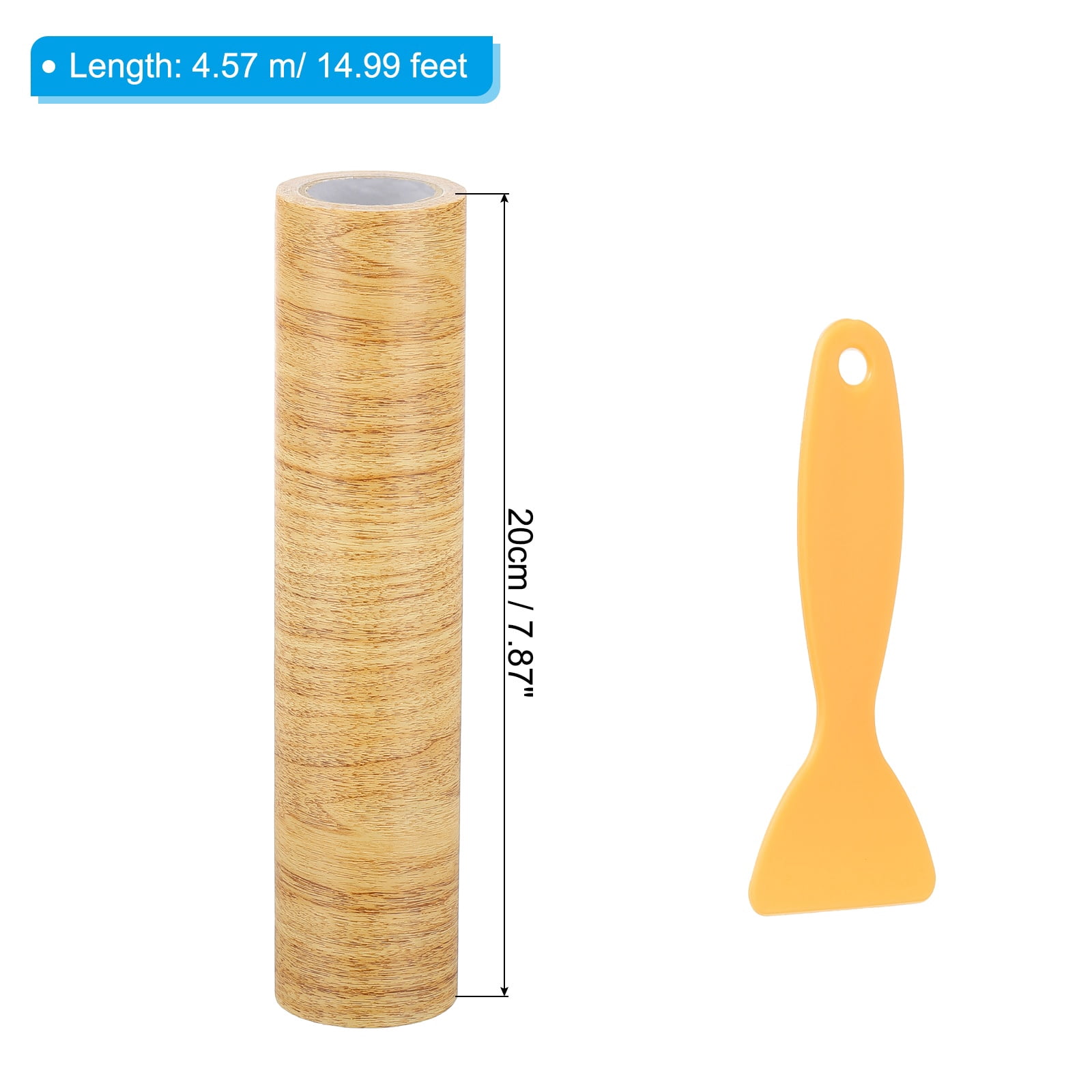 Uxcell Wood Grain Repair Tape 8" x 14.99' Self Adhesive Realistic Textured Repair Tape Patch with Scraper Natural Oak