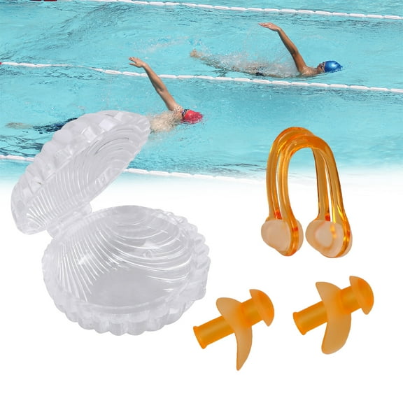 MLINS High-end Exquisite Swim Waterproof Silicone Earplug Nose Clip Set Surf Swimming Accessories(Orange)