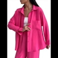 thumbnail image 1 of Conjuntos de 2 Piezas para Mujer: Conjuntos Casuales de Salón, Camisas de Larga con Botones y Pantalones de Pierna Rosa Roja L, 1 of 10
