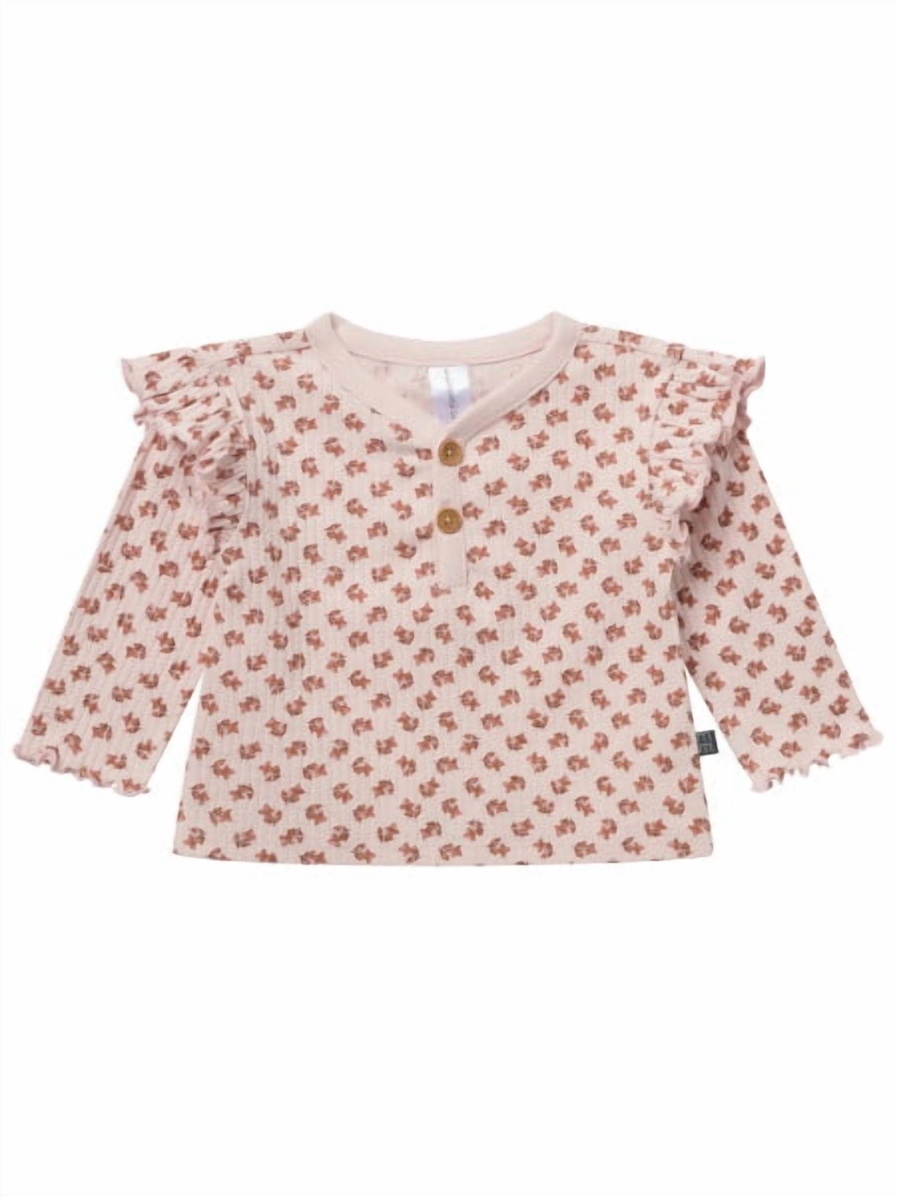 Modern Moments by Gerber Baby Girl Henley Ruffle Top With Pants, sizes 0/3 Months - 24 Months&nbsp;