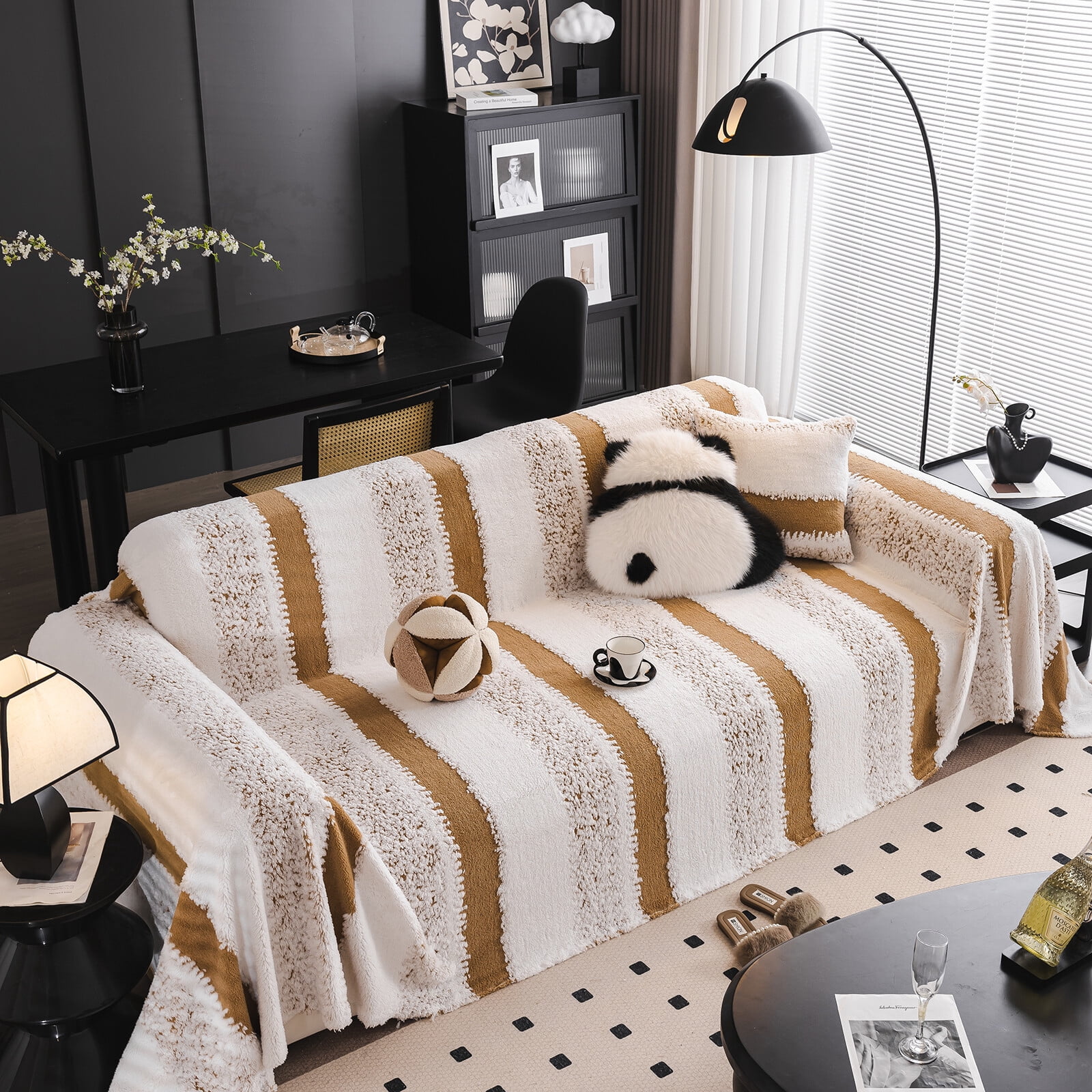 TOPCHANCES Sofa Slipcovers, Couch Throws Blanket for 3 4 Seats Sofa, Sectional Couch Covers for L Shaped Couch (71"x 134", Light Brown)