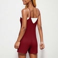 thumbnail image 4 of Short Jumpsuits for Women Casual Rompers for Women Summer Casual Sleeveless Spaghetti Strap V-Neck Jumpsuit Ribbed Shorts Overalls with Pockets Women Rompers and Jumpsuits Wine L, 4 of 7