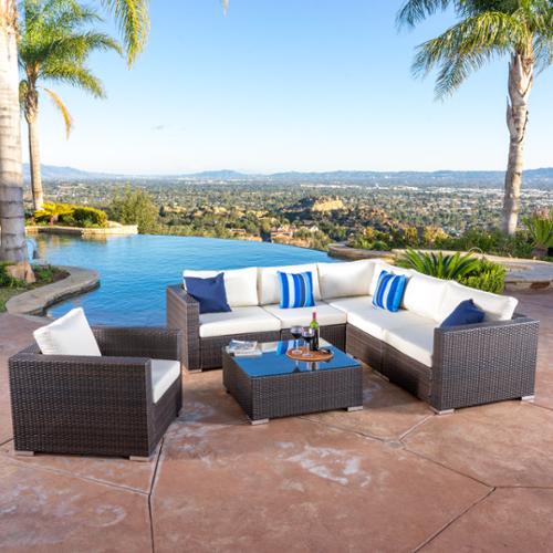 Santa Fe Multi Brown Wicker Outdoor 7 Piece Sectional Sofa Set Walmart Com Walmart Com