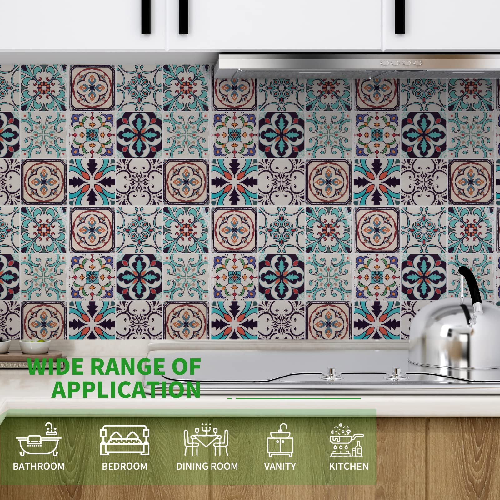 Peel And Stick Backsplash Tile Stickers  Maximum Blue Green For Kitchen On Wall Tiles (10 Sheets)